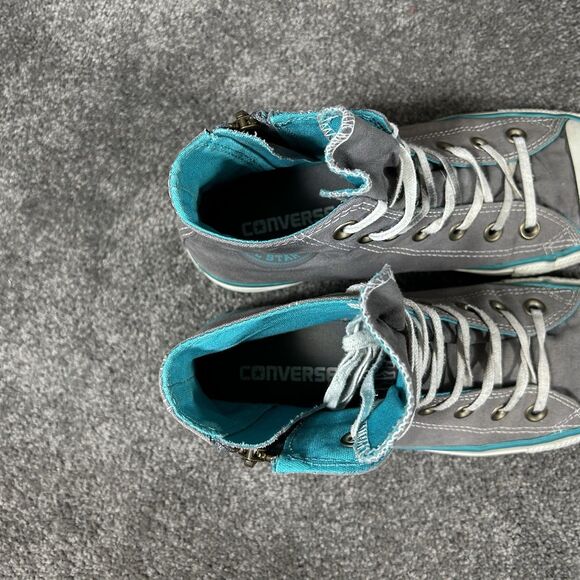 Converse Chuck Taylor All Star High Women’s Sz 8 Gray Teal Side Zip Skate Shoes - Picture 11 of 13
